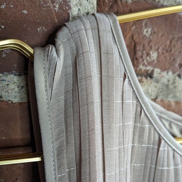 NWT‎ Skies are Blue Medium Tan w/ Silver Thread Cinch Waist Midi Tank Top Dress - Picture 9 of 12